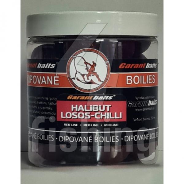 Boilies Garantbaits Dipované - HALIBUT, LOSOS, CHILLI 16mm 250ml