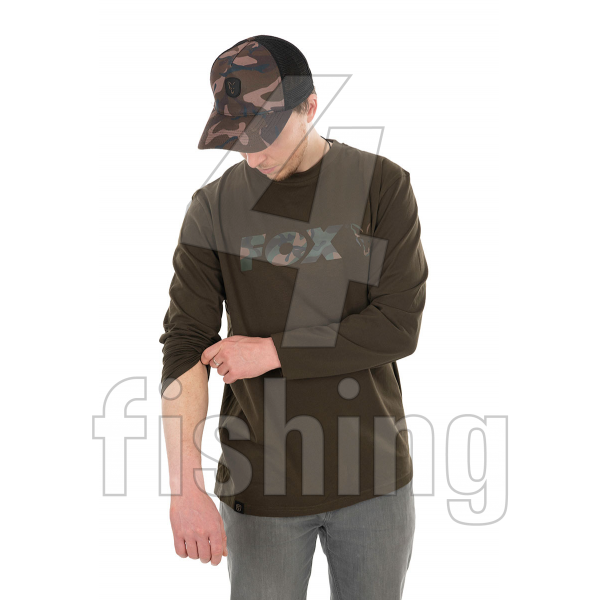 Tričko Fox Khaki/Camo LS T-Shirt (L)