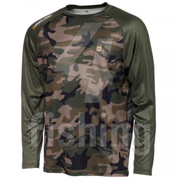 Tričko Prologic UV Camo  LS T-Shirt - CAMO/GREEN M